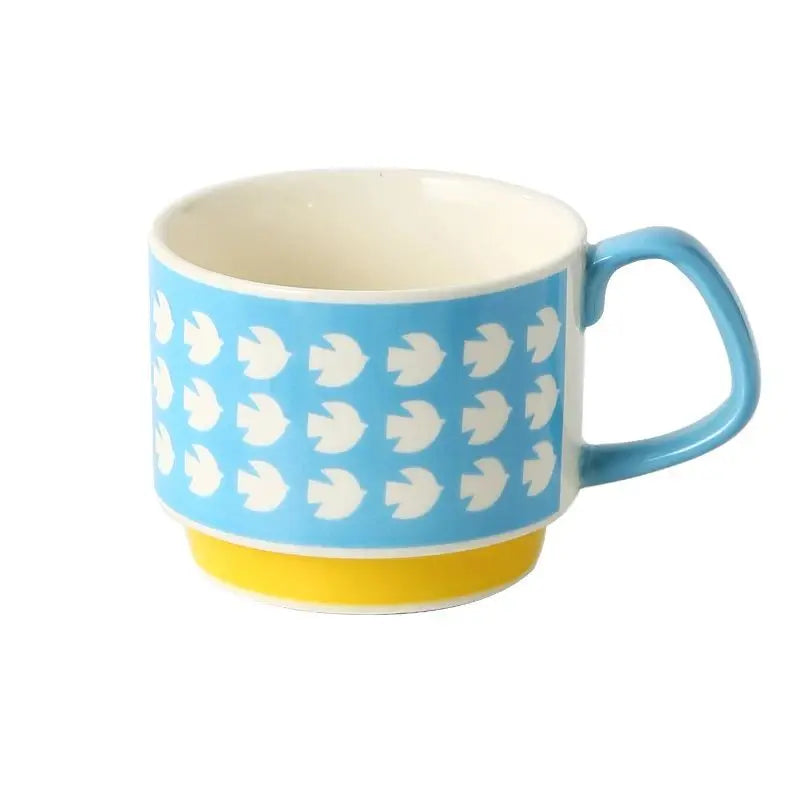 Retro Ceramic Coffee Mug Set – 300ml Capacity with Unique 1950s Patterns – Dishwasher and Microwave Safe