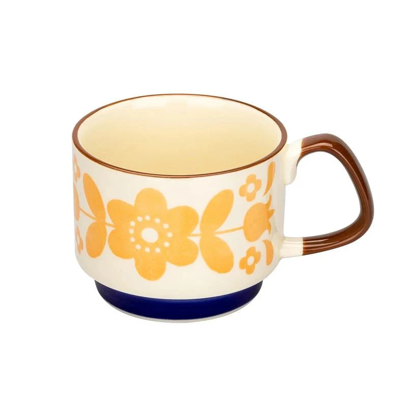 Retro Ceramic Coffee Mug Set – 300ml Capacity with Unique 1950s Patterns – Dishwasher and Microwave Safe