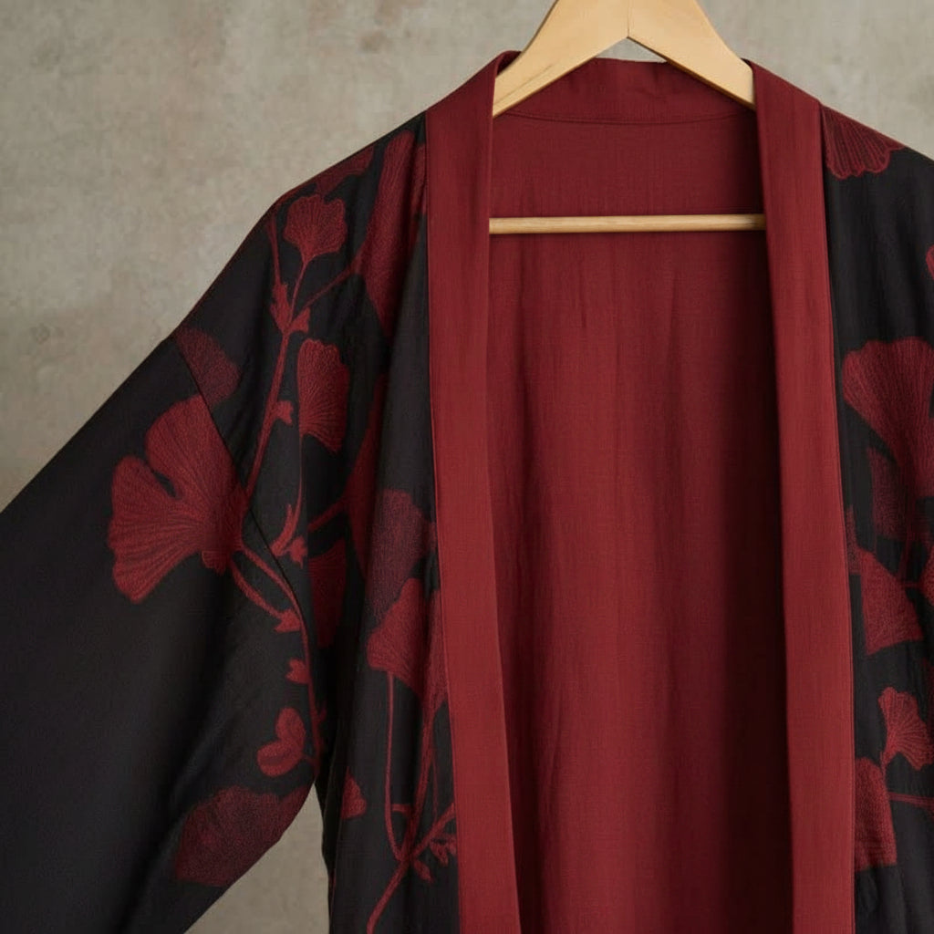 Reversible Cotton Kimono Bathrobe