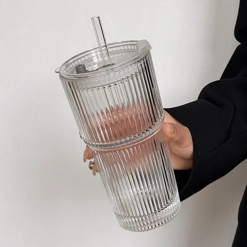 Ribbed Borosilicate Glass Travel Cup