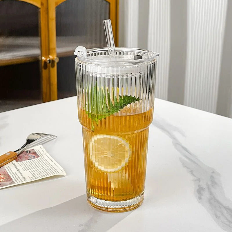 Ribbed Borosilicate Glass Travel Cup