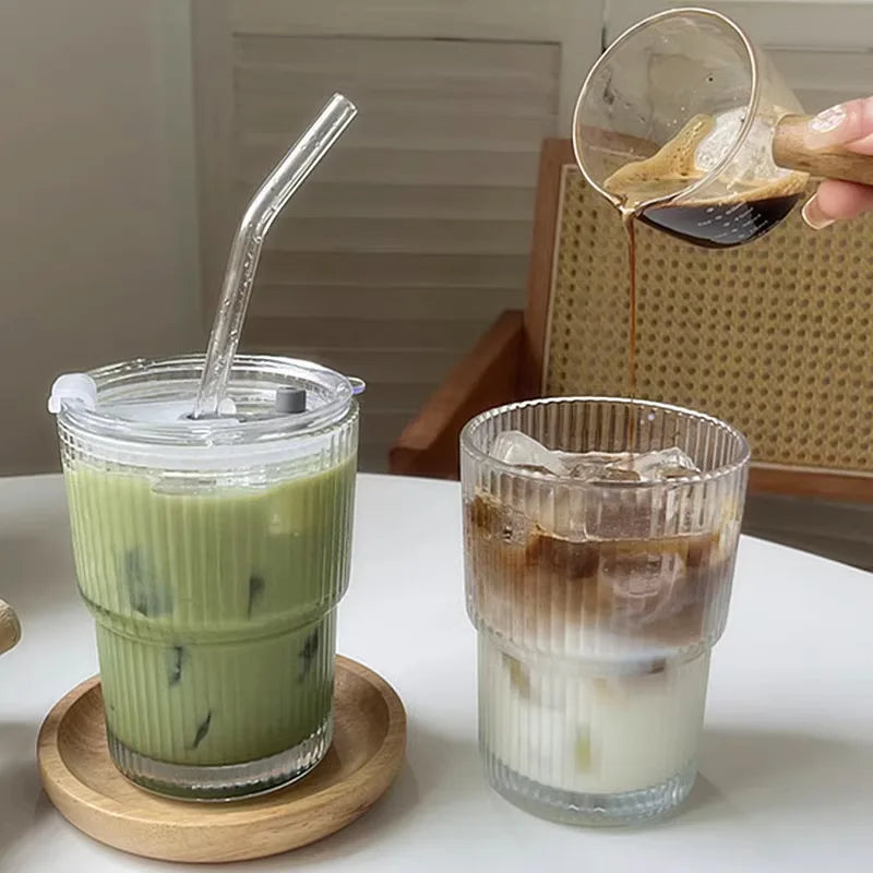 Ribbed Borosilicate Glass Travel Cup