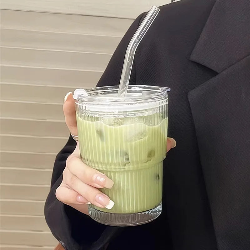 Ribbed Borosilicate Glass Travel Cup