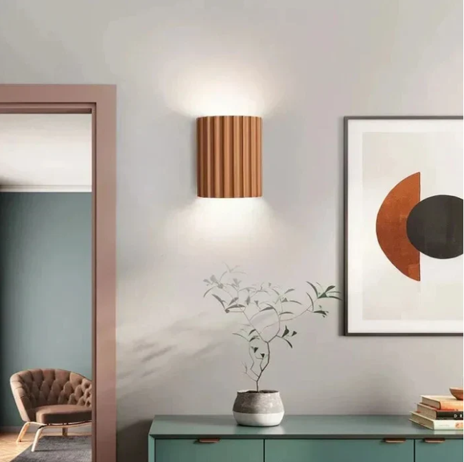 Ribbed Resin Wall Sconce with Up-and-Down Lighting