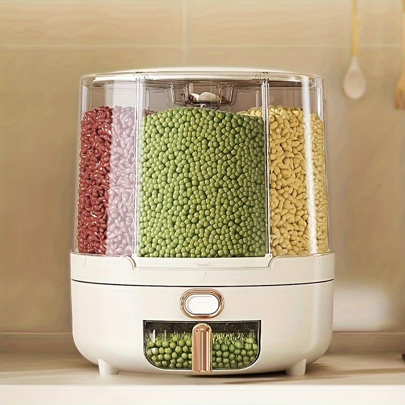 Rotating Airtight Food Storage Container with 360° Base, Large Capacity Grain and Cereal Dispenser