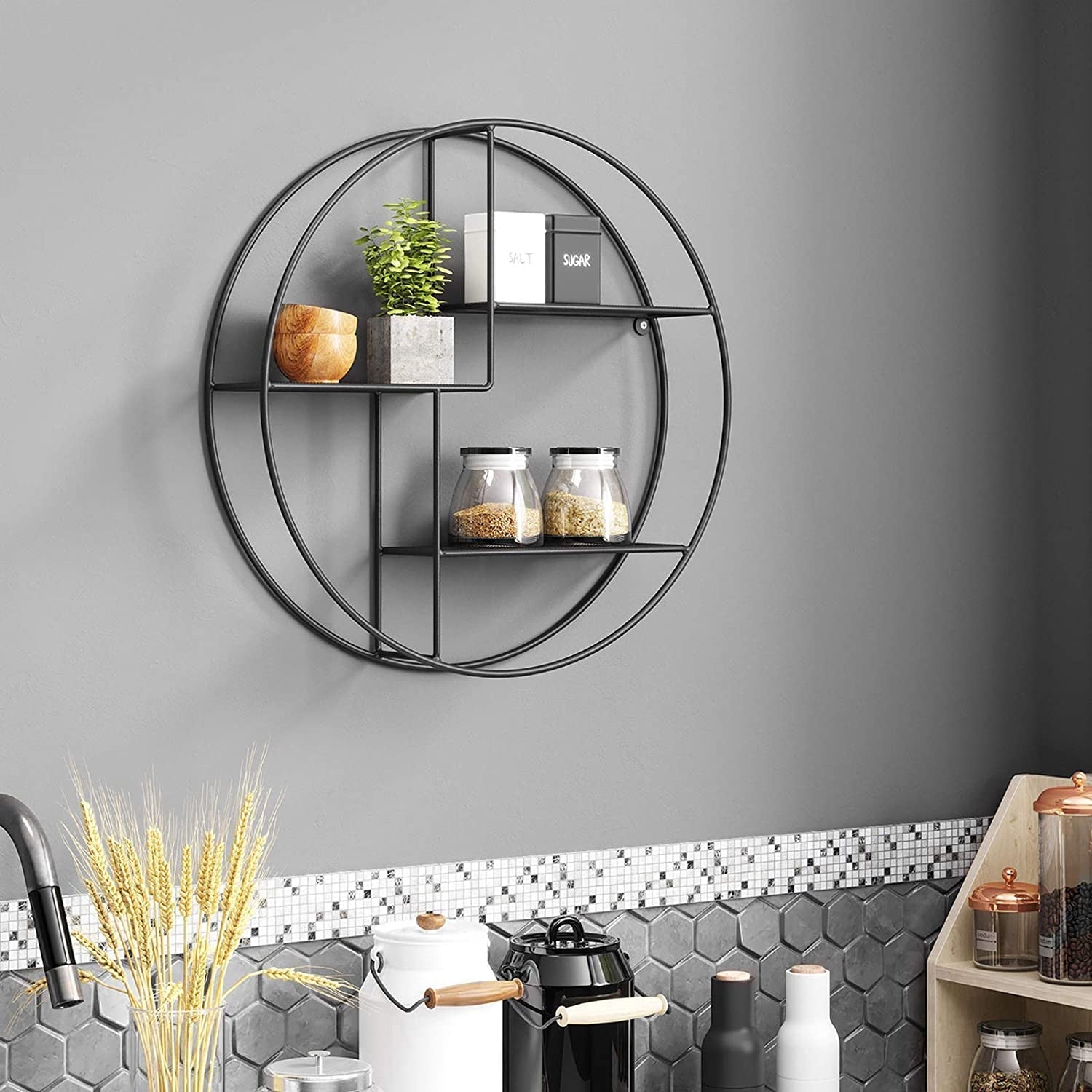 Round Industrial Wall Shelf