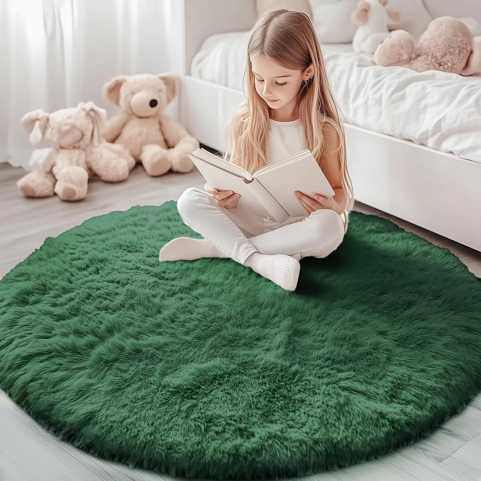 Round Shag Carpet with Plush Texture and Non-Slip Backing