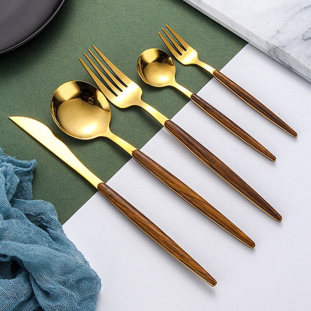Round Wood Cutlery Set