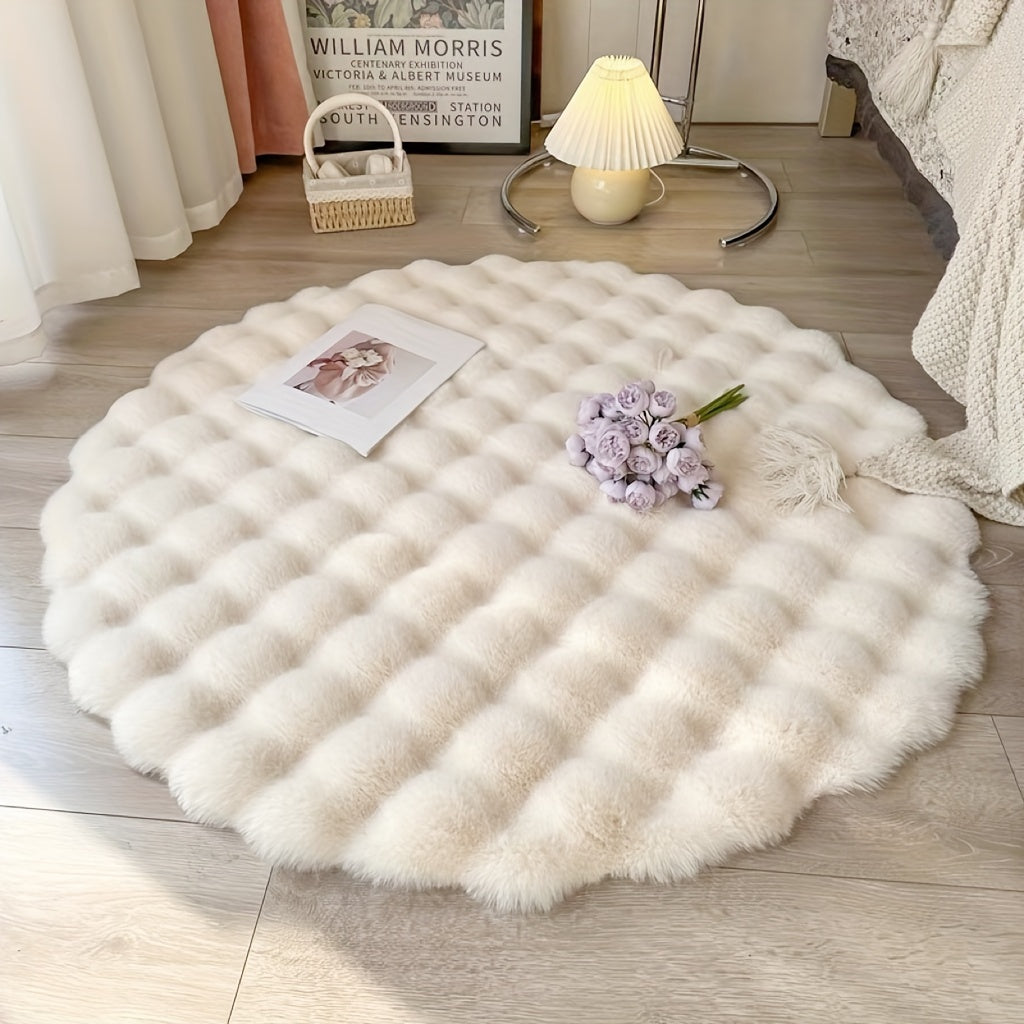 Soft Fluffy Fleece Circle Carpet for Bedroom and Living Room