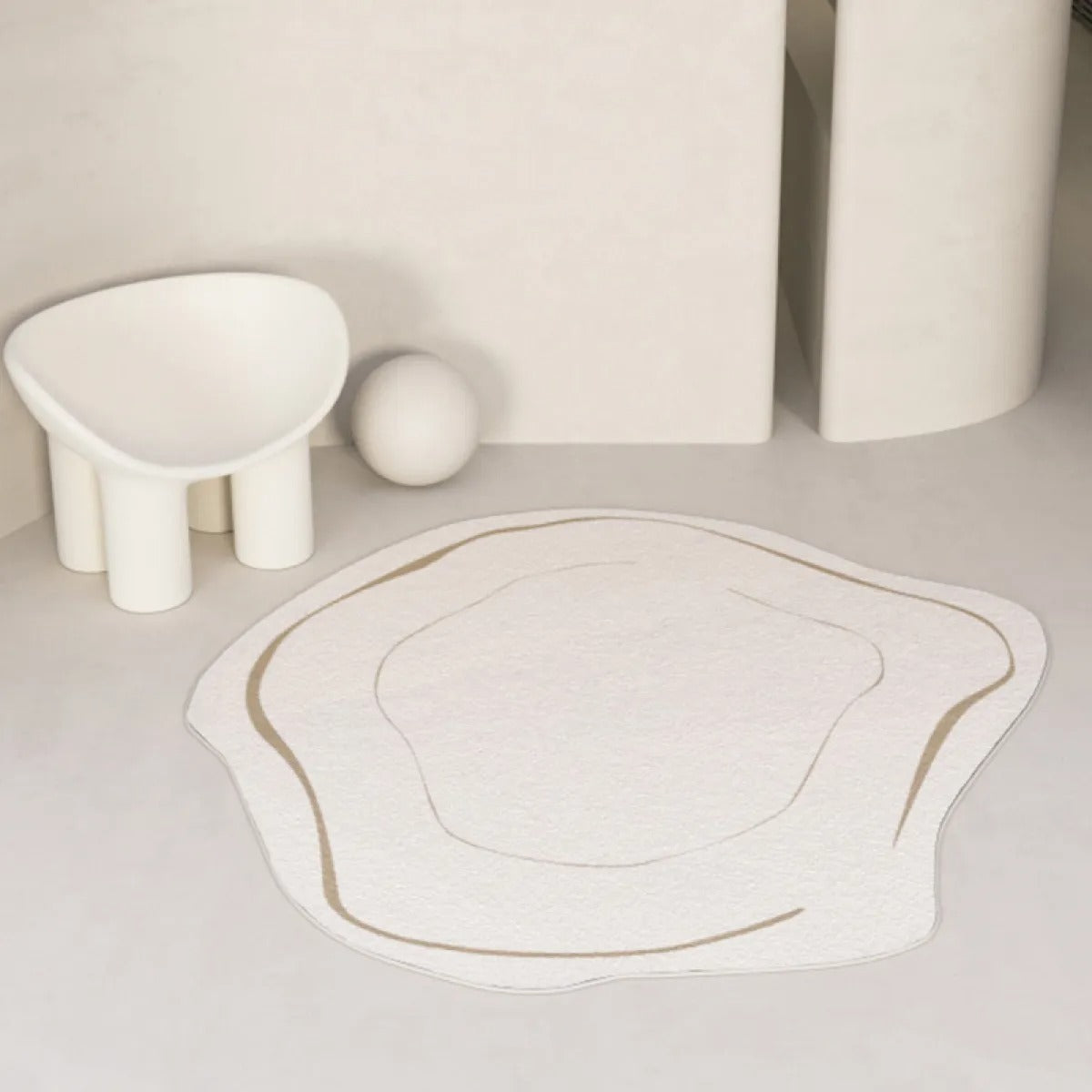 Round Geometric Polyester Area Rug with Modern Minimalist Design