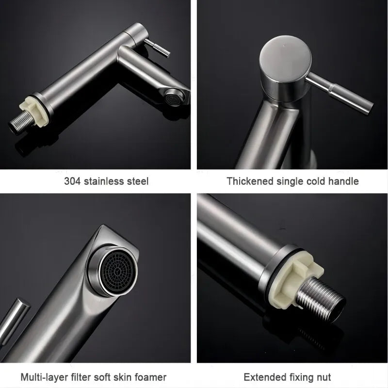Rustproof Stainless Steel Single-Handle Bathroom Faucet