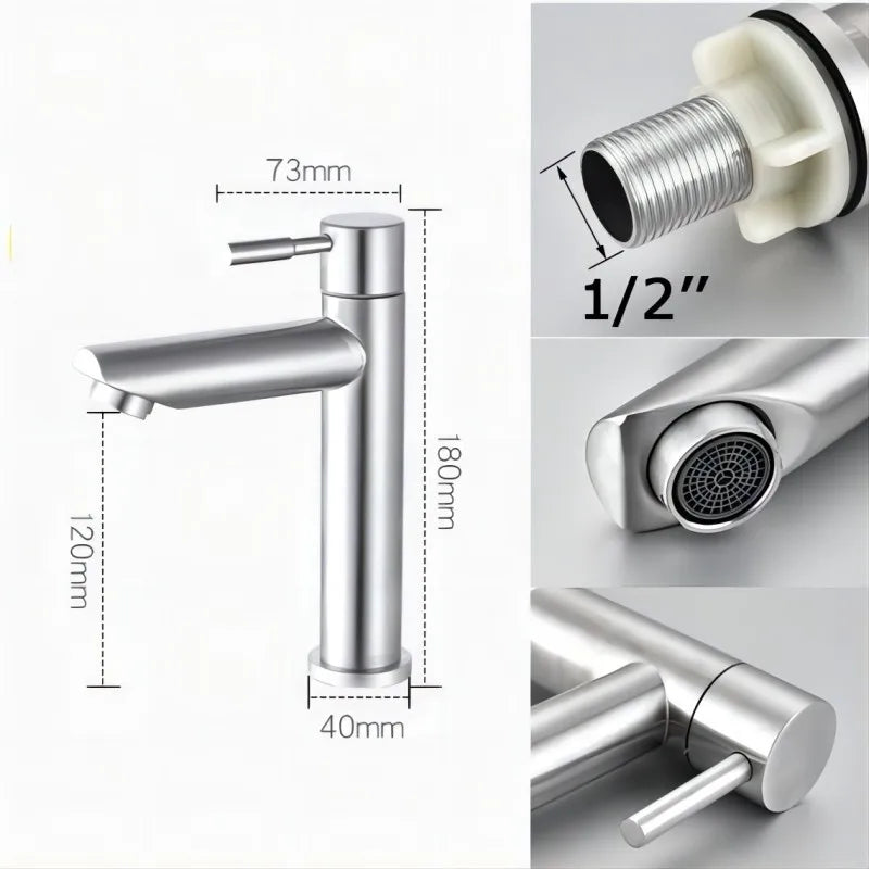 Rustproof Stainless Steel Single-Handle Bathroom Faucet
