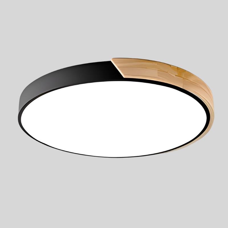 Scandinavian Ceiling Light – Round Wooden Design – Macaron Style –  Warm Light