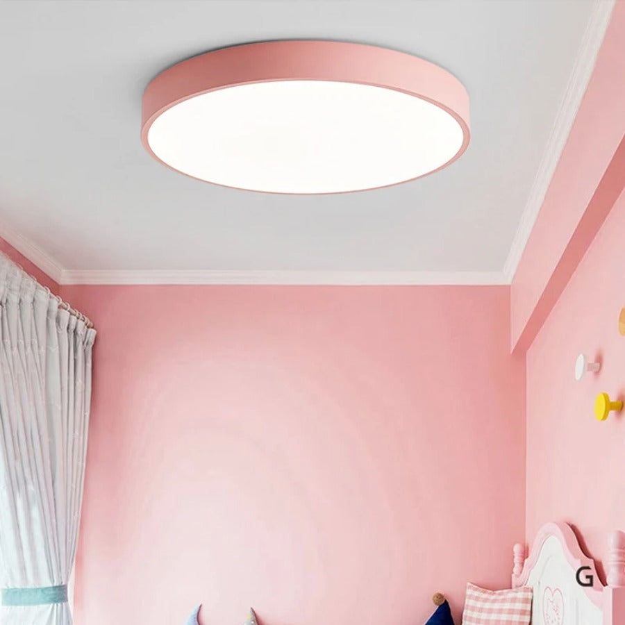 Scandinavian Ceiling Light – Round Wooden Design – Macaron Style –  Warm Light