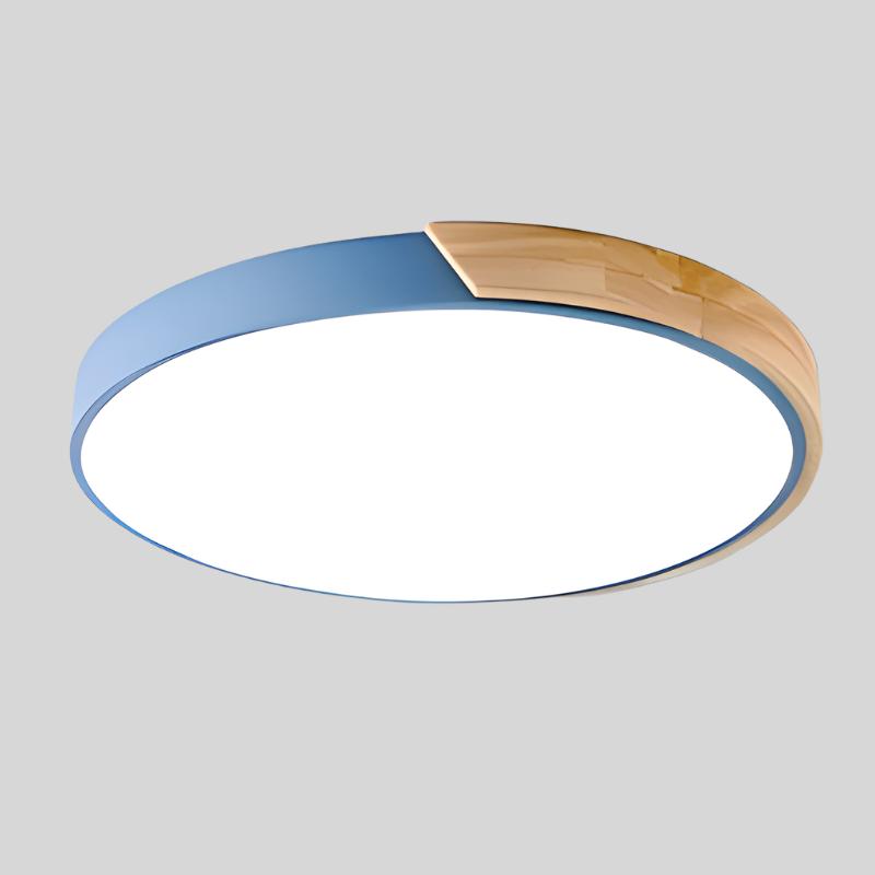 Scandinavian Ceiling Light – Round Wooden Design – Macaron Style –  Warm Light