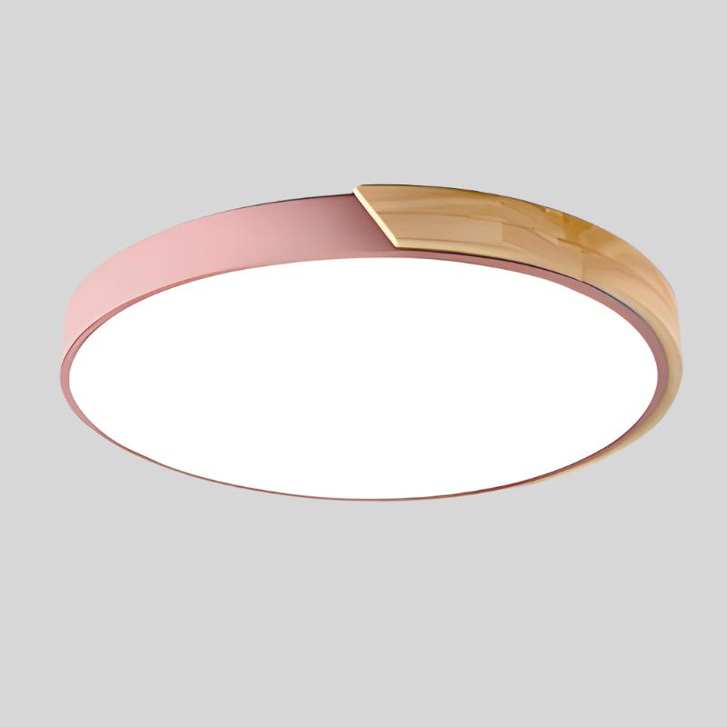 Scandinavian Ceiling Light – Round Wooden Design – Macaron Style –  Warm Light