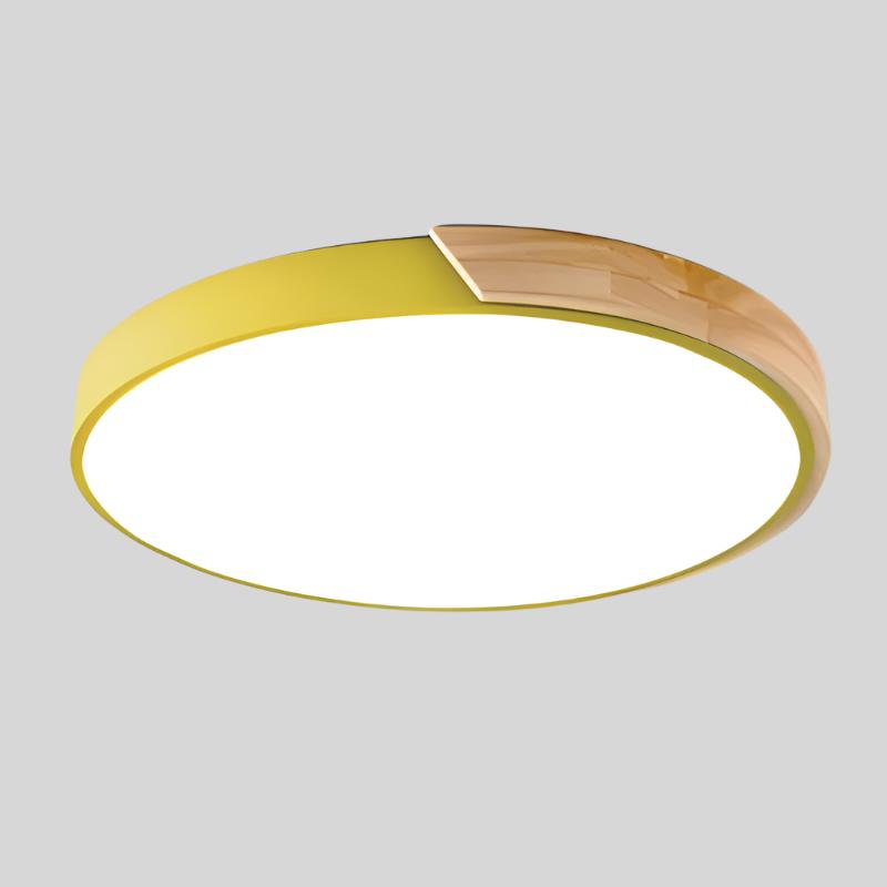 Scandinavian Ceiling Light – Round Wooden Design – Macaron Style –  Warm Light