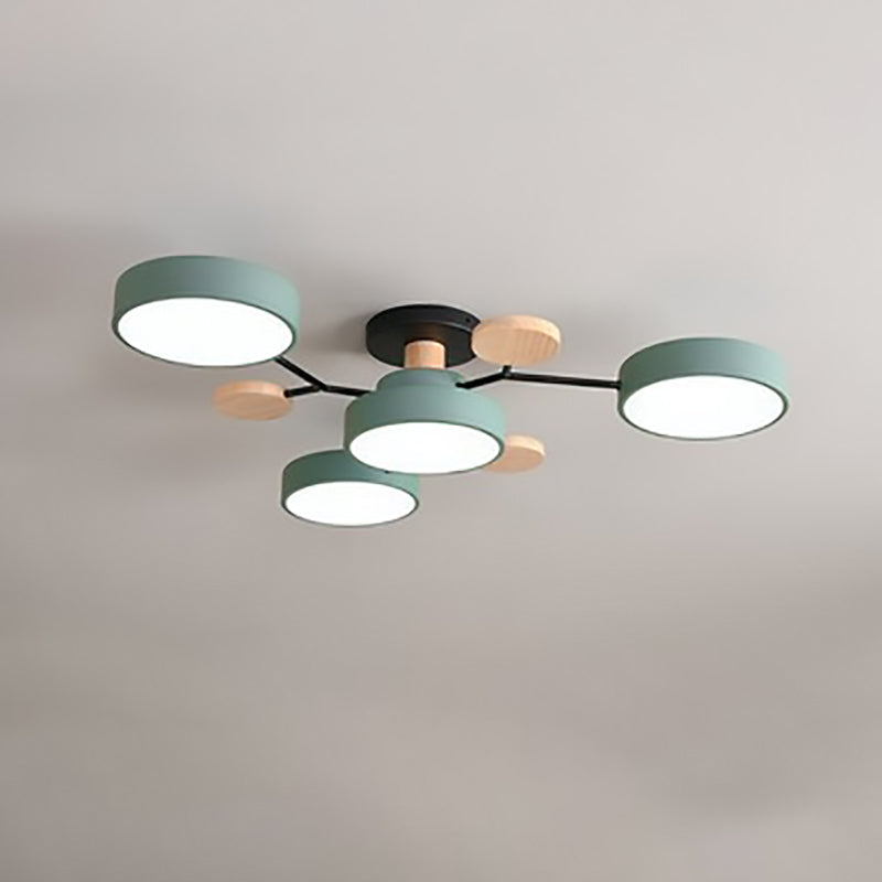 Scandinavian Round LED Semi-Flush Mount Ceiling Light