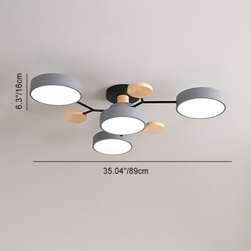 Scandinavian Round LED Semi-Flush Mount Ceiling Light
