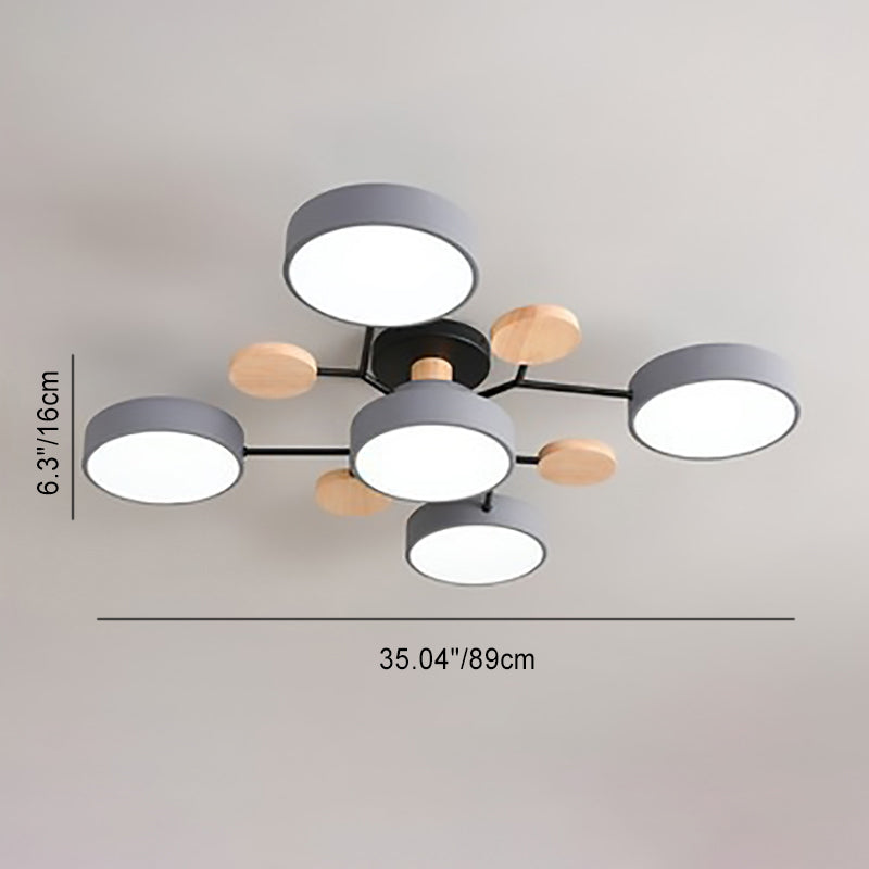 Scandinavian Round LED Semi-Flush Mount Ceiling Light