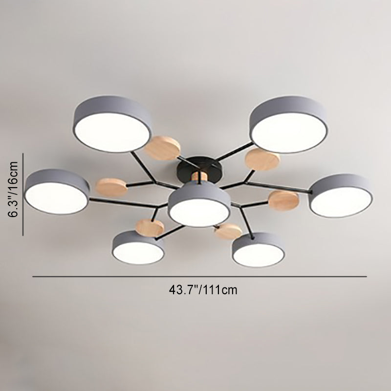 Scandinavian Round LED Semi-Flush Mount Ceiling Light