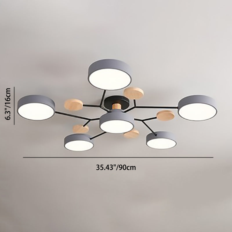 Scandinavian Round LED Semi-Flush Mount Ceiling Light