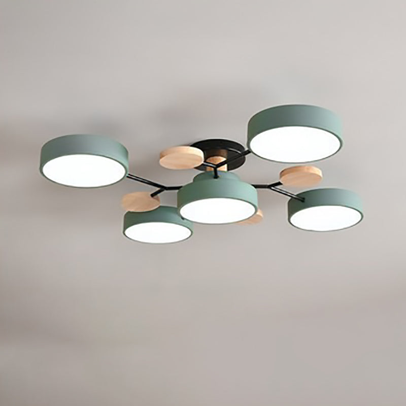 Scandinavian Round LED Semi-Flush Mount Ceiling Light