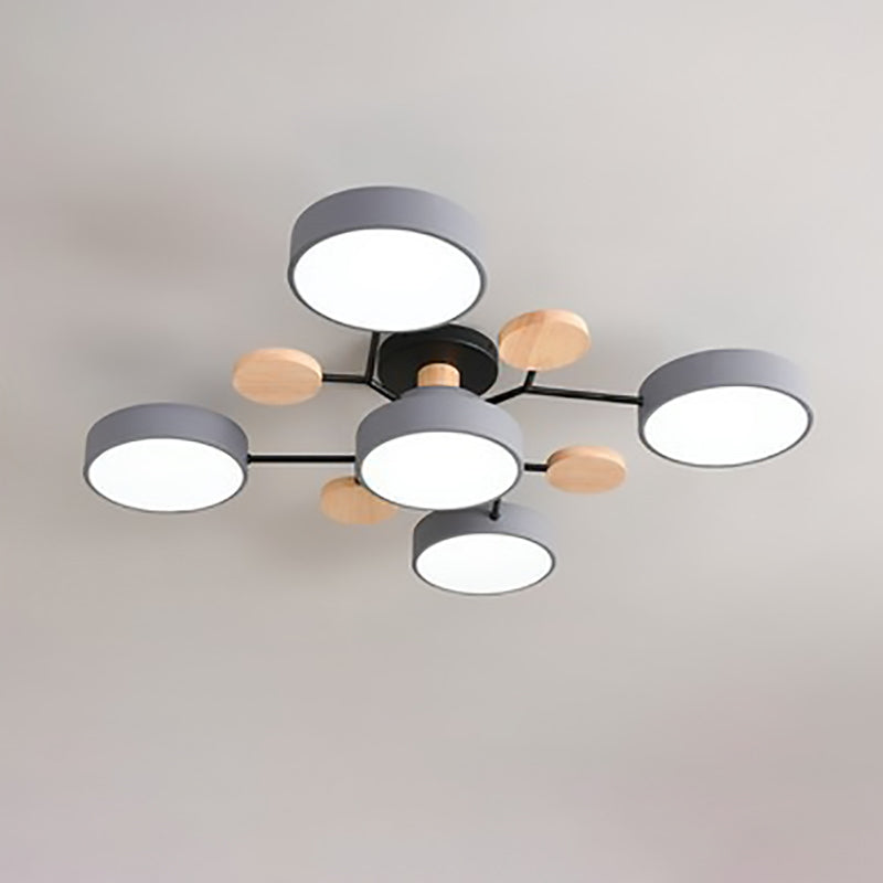 Scandinavian Round LED Semi-Flush Mount Ceiling Light