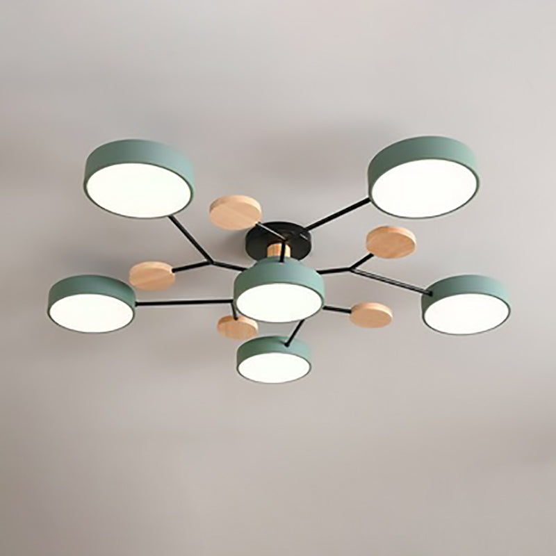 Scandinavian Round LED Semi-Flush Mount Ceiling Light