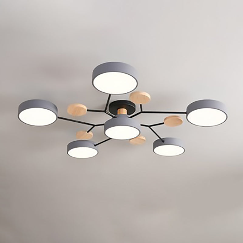 Scandinavian Round LED Semi-Flush Mount Ceiling Light