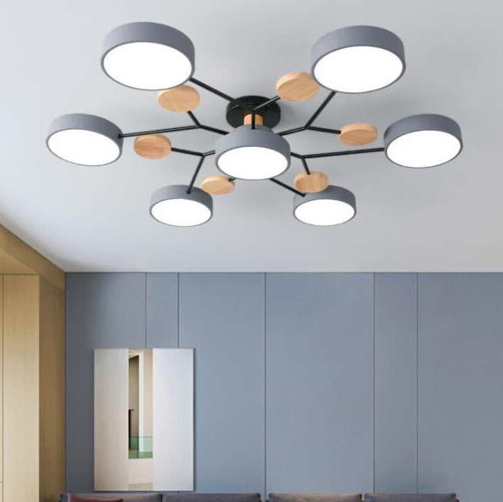 Scandinavian Round LED Semi-Flush Mount Ceiling Light