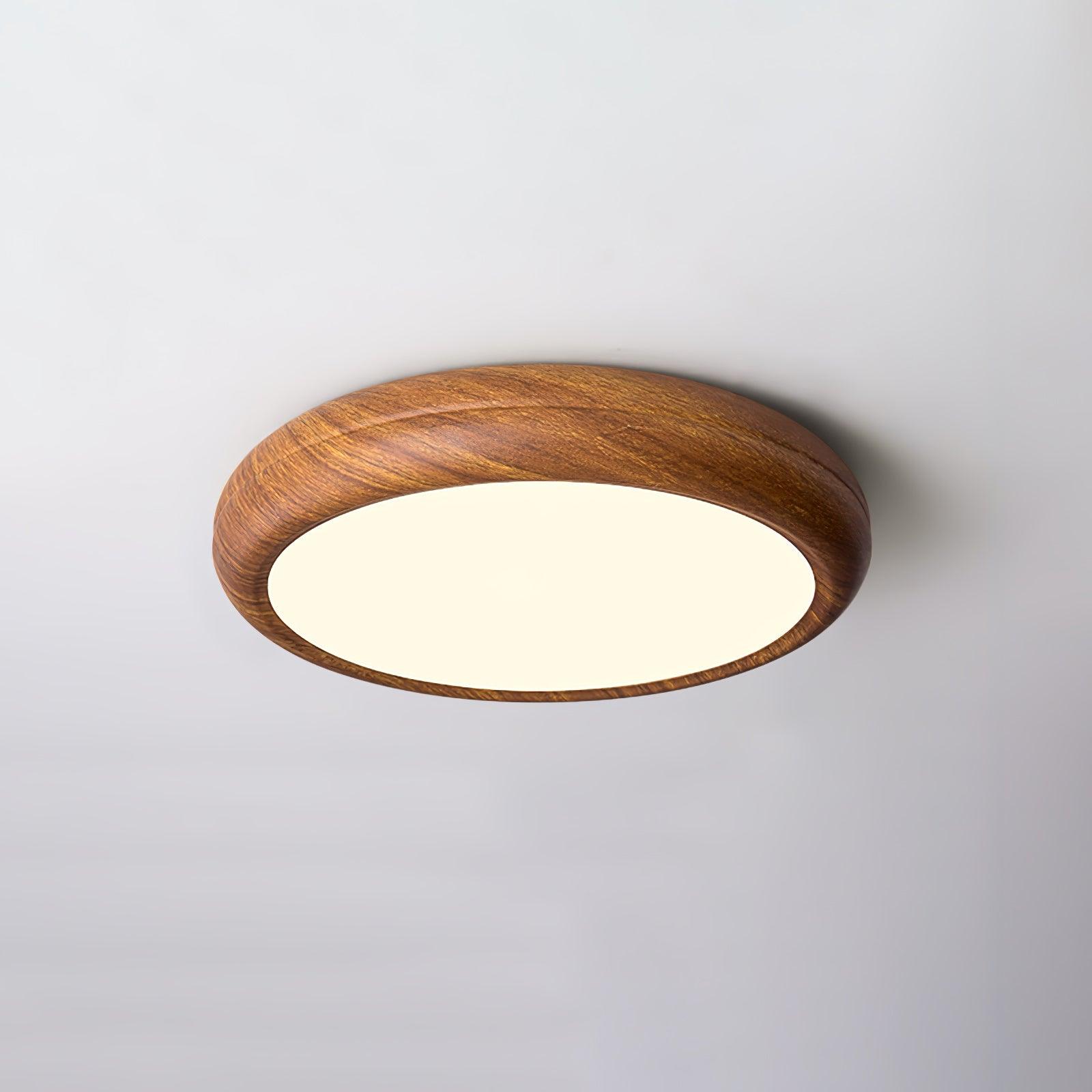 Scandinavian LED Ceiling Light with Wood Effect Finish and Even Illumination