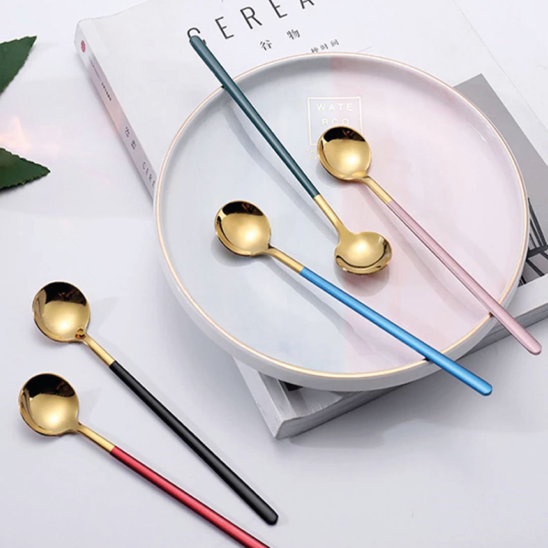 Set Of 4 Stainless Steel Dessert Spoon Set