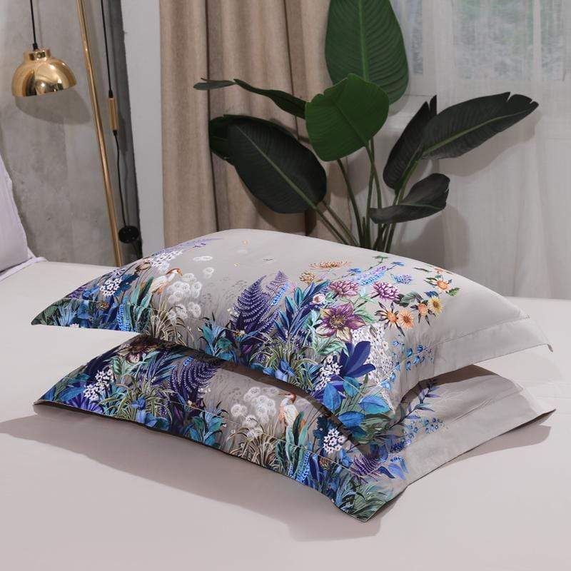 Set of 2 Botanical Pillowcases – 100% Egyptian Cotton, 500 Thread Count Sateen Weave for Luxurious Comfort and Elegant Bedroom Decor