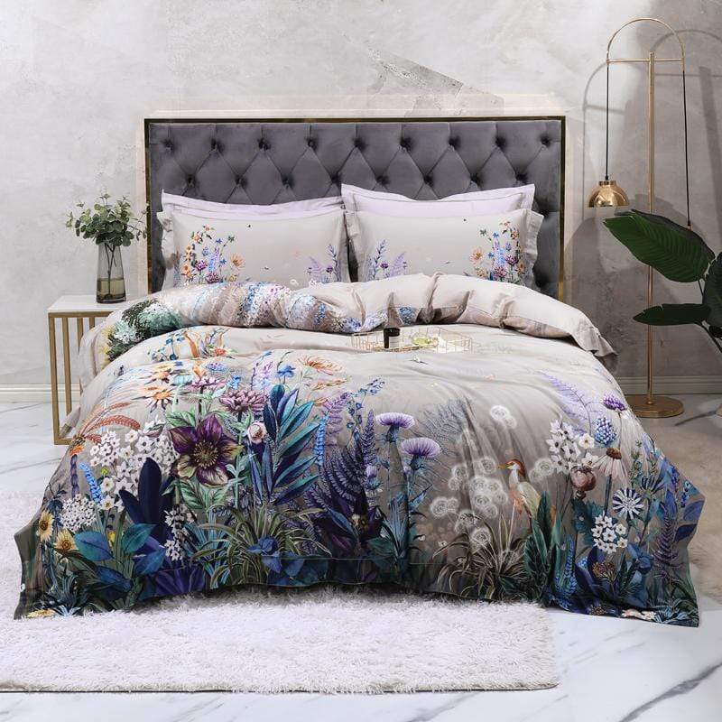 Set of 2 Botanical Pillowcases – 100% Egyptian Cotton, 500 Thread Count Sateen Weave for Luxurious Comfort and Elegant Bedroom Decor