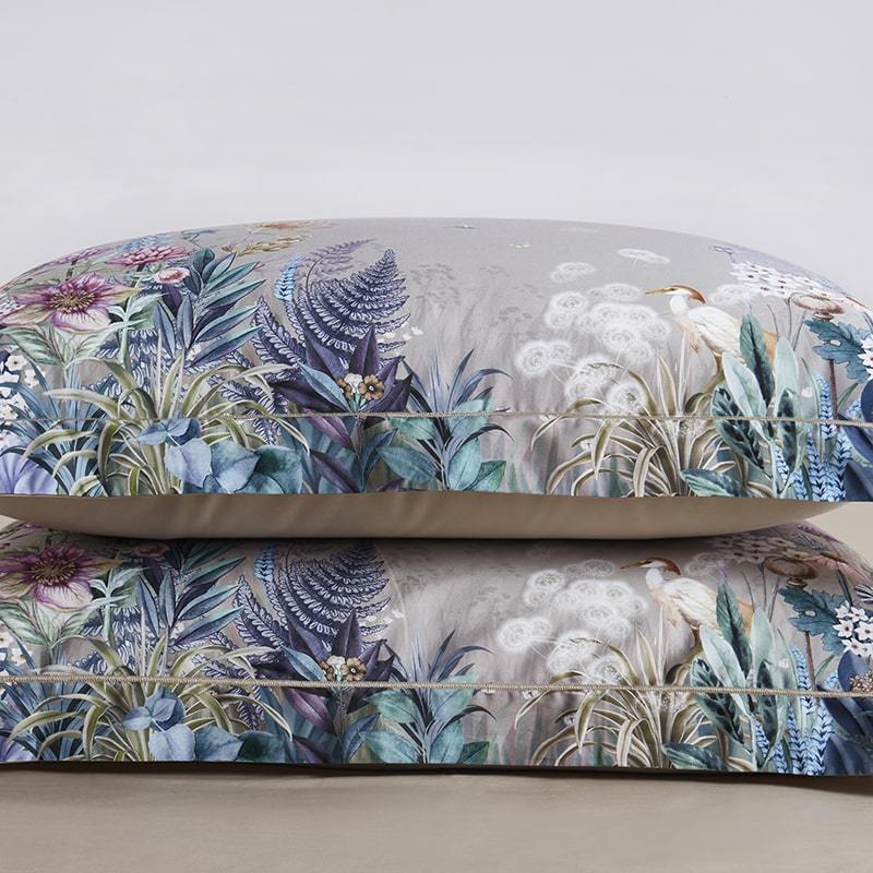 Set of 2 Botanical Pillowcases – 100% Egyptian Cotton, 500 Thread Count Sateen Weave for Luxurious Comfort and Elegant Bedroom Decor