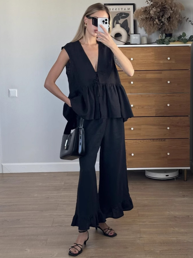 Sleeveless Vest And Pants Set Women