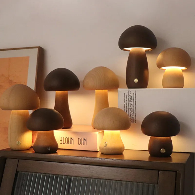 Soft Light LED Touch Bedside Lamp – Dimmable Mushroom Design for Bedroom and Children's Room, USB Rechargeable Night Light