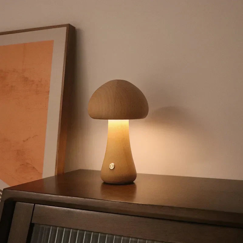 Soft Light LED Touch Bedside Lamp – Dimmable Mushroom Design for Bedroom and Children's Room, USB Rechargeable Night Light