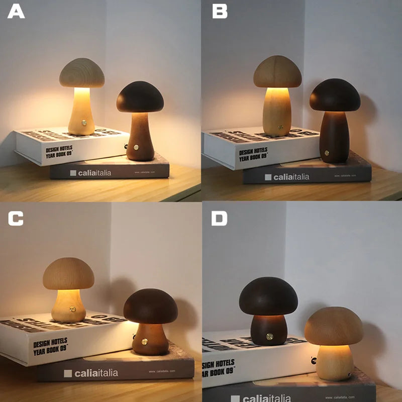 Soft Light LED Touch Bedside Lamp – Dimmable Mushroom Design for Bedroom and Children's Room, USB Rechargeable Night Light