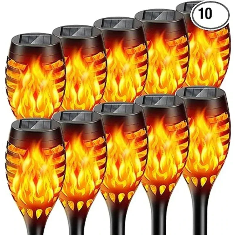 Solar Flame Path Lights Flickering LED Outdoor Garden Decor