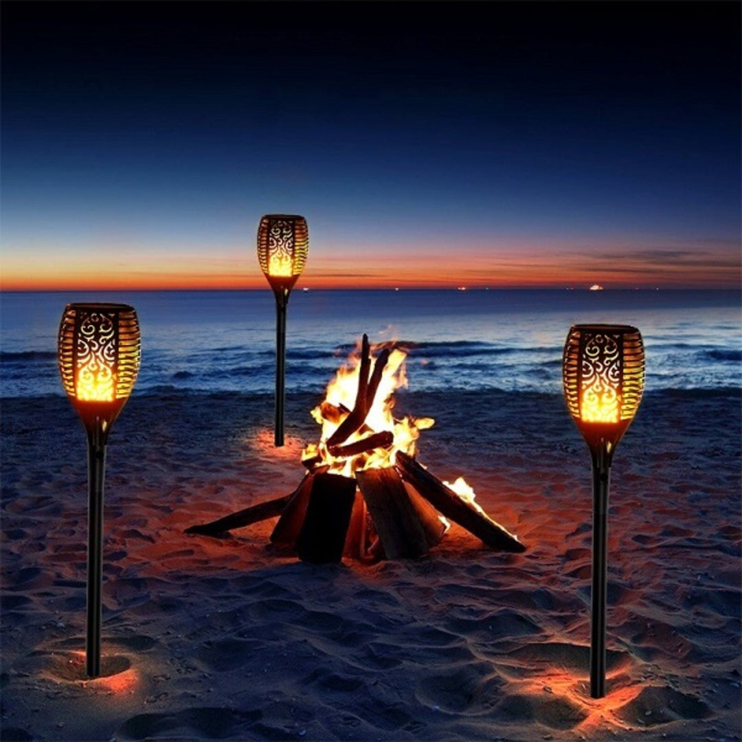 Solar Flame Path Lights Flickering LED Outdoor Garden Decor