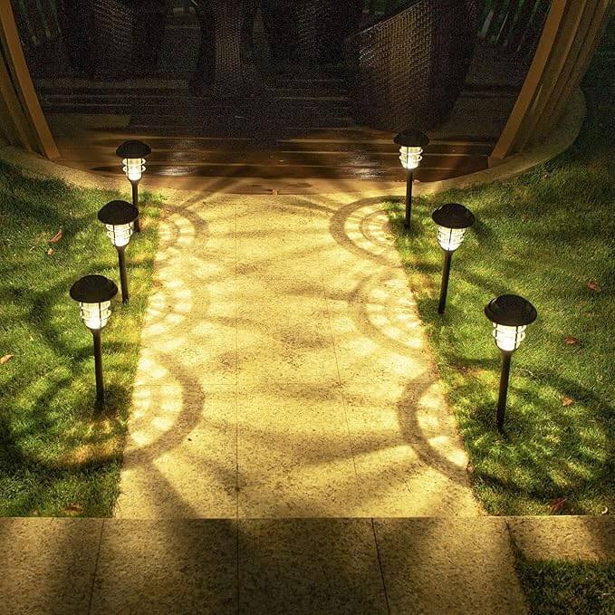 Solar Garden Lights - 6-Pack Outdoor Torch Lamps, 10 Lumens, Durable Aluminum & Plastic, 59cm H for Pathways and Patios