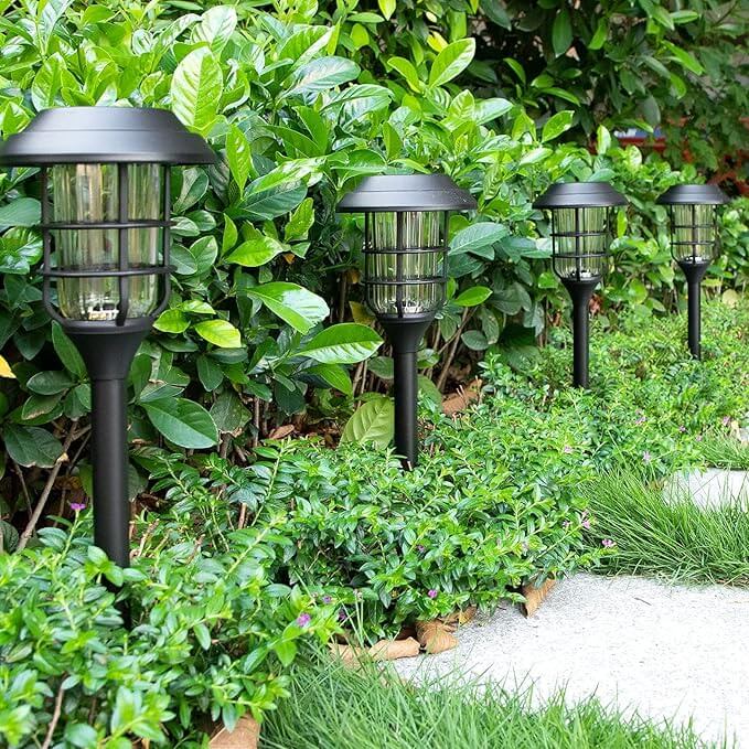Solar Garden Lights - 6-Pack Outdoor Torch Lamps, 10 Lumens, Durable Aluminum & Plastic, 59cm H for Pathways and Patios
