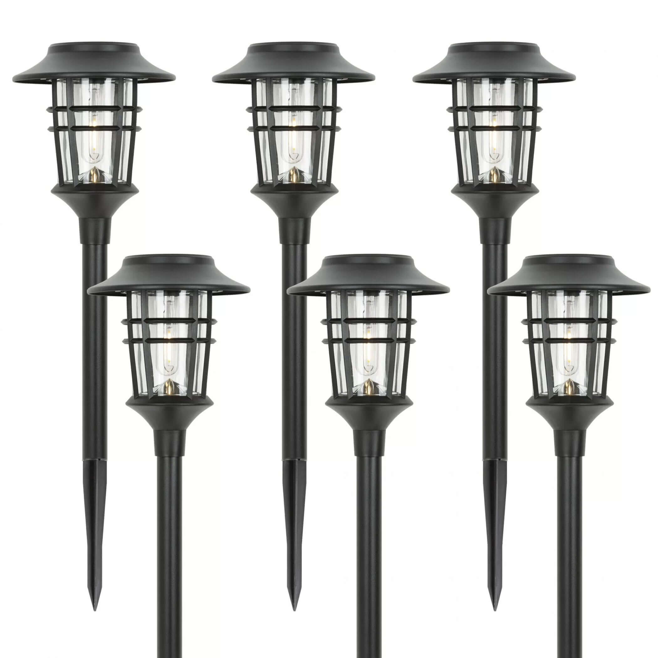 Solar Garden Lights - 6-Pack Outdoor Torch Lamps, 10 Lumens, Durable Aluminum & Plastic, 59cm H for Pathways and Patios