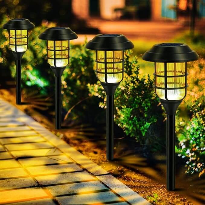 Solar Garden Lights - 6-Pack Outdoor Torch Lamps, 10 Lumens, Durable Aluminum & Plastic, 59cm H for Pathways and Patios