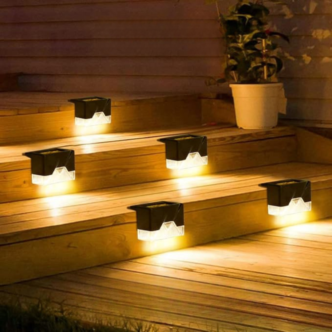 Solar Garden Lights – Self-Adhesive Outdoor Lamps for Patio and Garden, Warm White Decorative Lighting, Weather Resistant