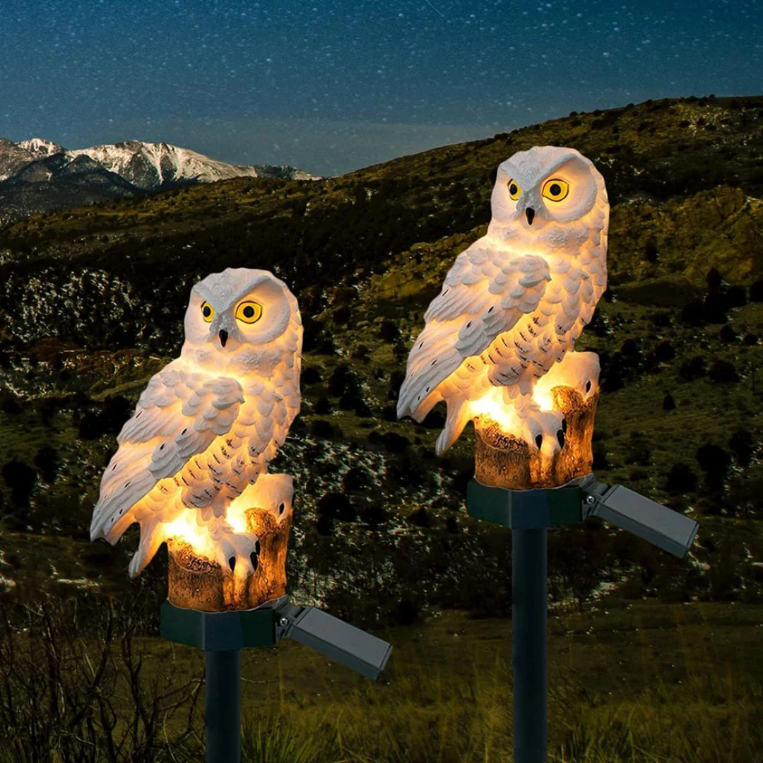 Solar Owl Garden Pathway Light with Warm LED Glow, Outdoor Stake Lamp for Lawn and Walkway Decoration