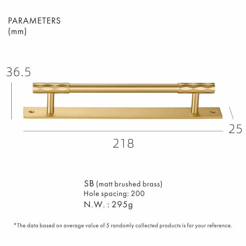 Solid Brass Pull Handle with Diamond Pattern – Matt Brushed Nickel Finish for Kitchen Cabinet Doors and Furniture