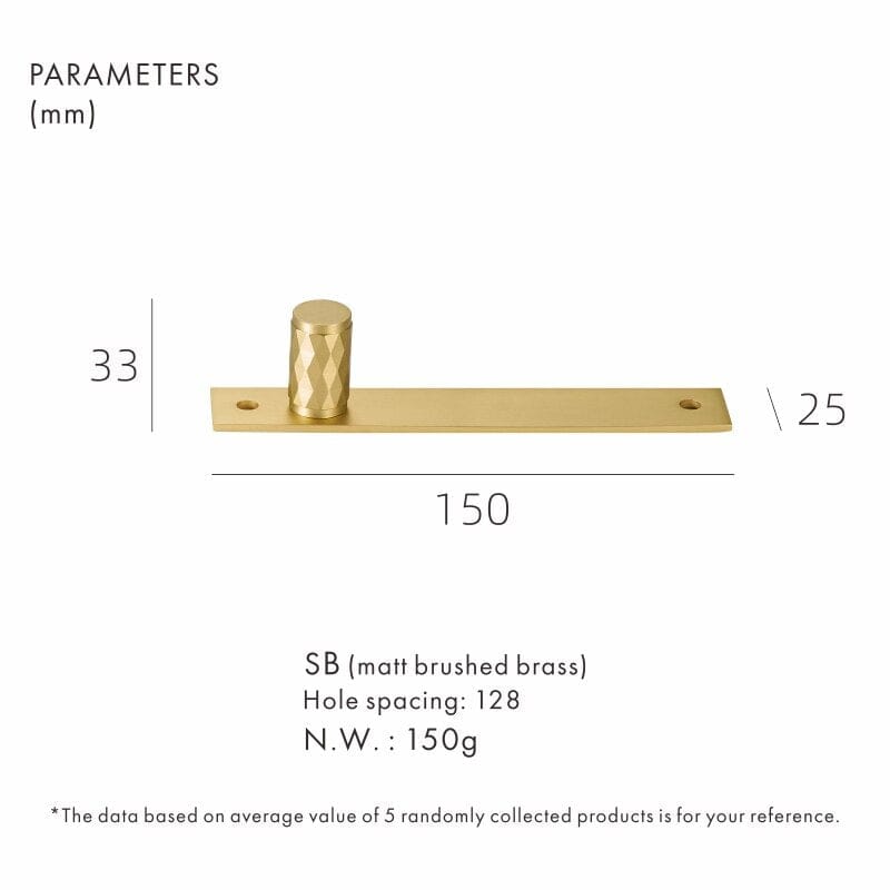 Solid Brass Pull Handle with Diamond Pattern – Matt Brushed Nickel Finish for Kitchen Cabinet Doors and Furniture